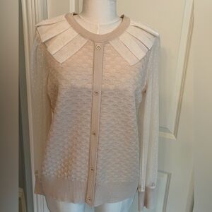 AZI New York sz L “Susie” Ecru Mock-Cardigan NWT